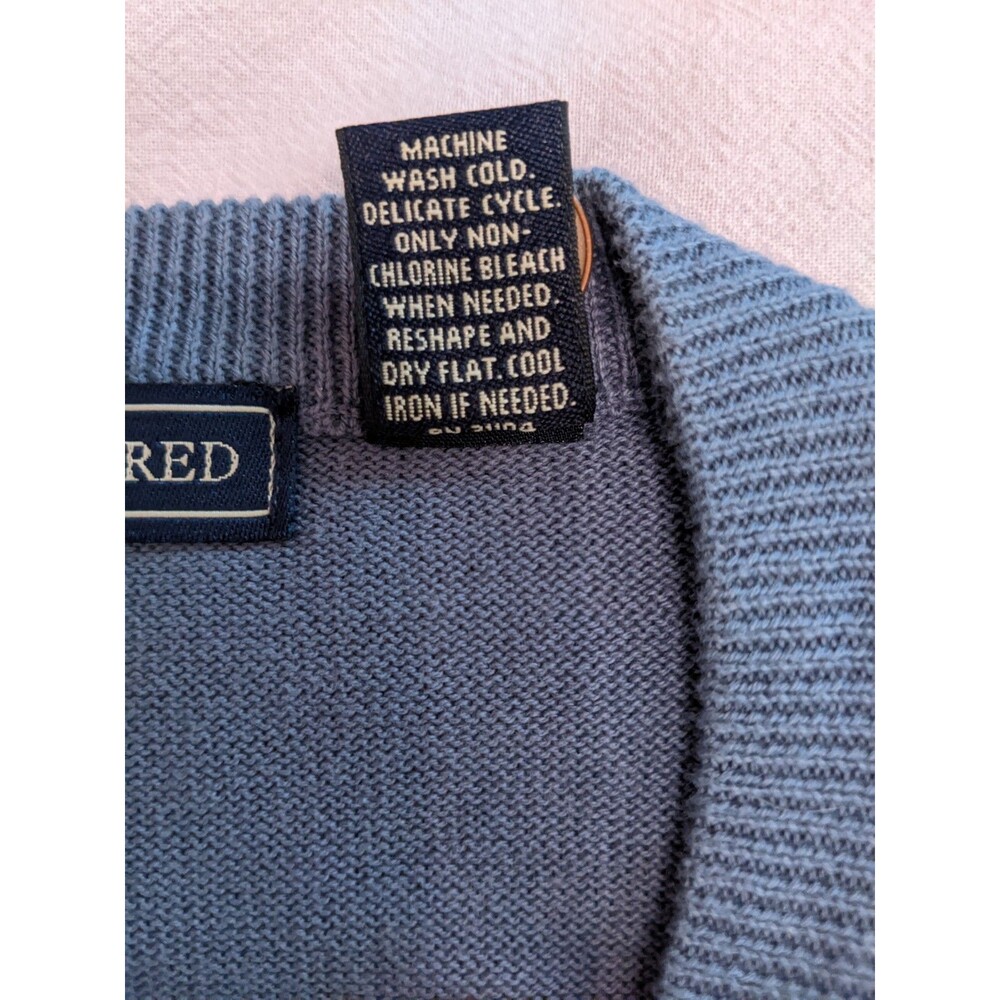 Argyle Grandpa Sweater Vest Cotton Blue Pullover Vintage Sz Large - Picture 4 of 4